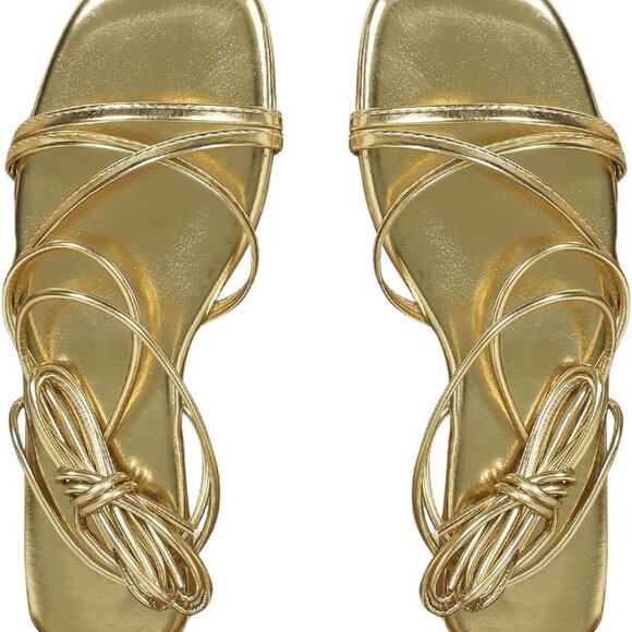 Women's Metallic Flat Sandals Lace Up Open Toe Summer Shoes Size 9.5 - Picture 1 of 4